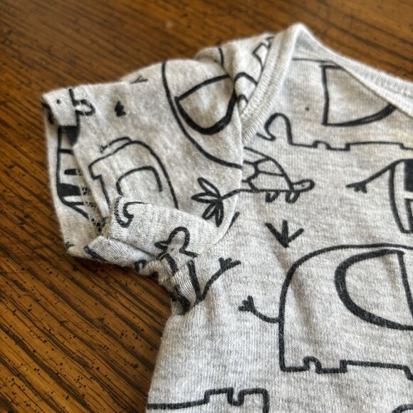 Gerber Unisex Bodysuit Baby Animal Print 12 Month Grey Cute Elephant Giraffe - Picture 5 of 9